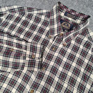 BD Baggies Mens Button Down Shirt English Twill Plaid‎ Long Sleeve Green Red L